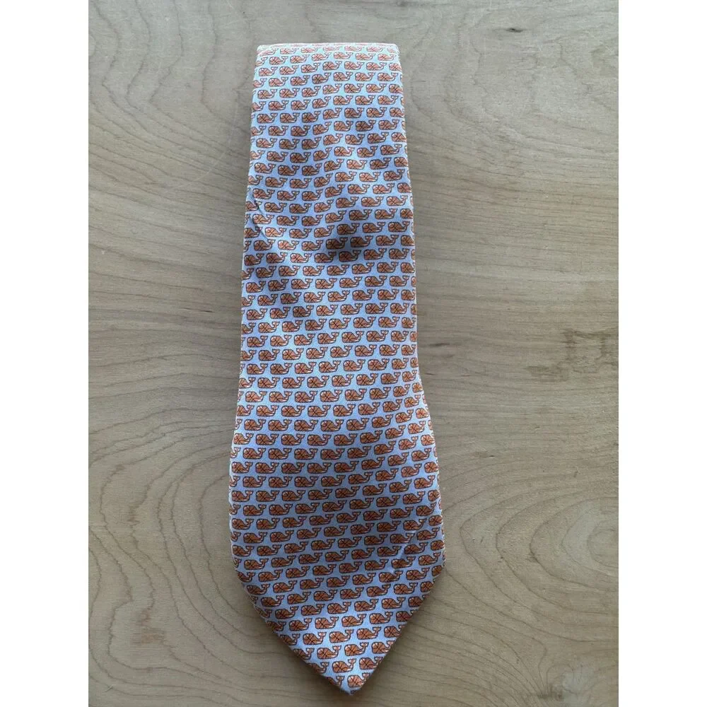 Vineyard Vines Basketball Whale Silk Tie Blue Orange Shep Ian Preppy College